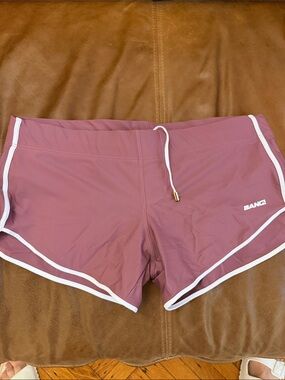 BANG! Men's Mauve Swim Trunks with White Piping